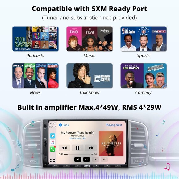 NIB. Double Din Car Stereo/Wireless CarPlay & Android Auto, 7" QLED Screen - Picture 6 of 8